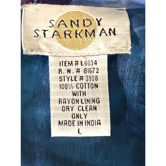 Sandy Starkman blue multicolor sequeined button-front jacket size Large - Picture 7 of 9